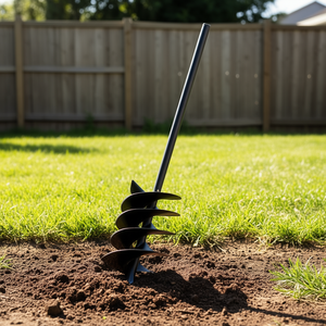 Scavatore Manuale per Pali in Acciaio con Asta da 5 Pollici, Manico Nero e Tubo di Prolunga da 7,87 Pollici per Scavo in Giardino - Product Image 2