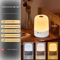 Lampe de table LED RGB portable à économie d'énergie, contrôle tactile crépusculaire, certifiée FCC, intensité variable, lampe de nuit LED à brancher sur prise murale, lampes de camping