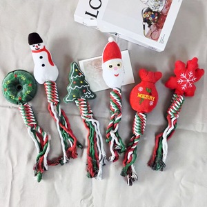 Jouet en corde pour chien de Noël, peluche Père Noël Bonhomme de neige Arbre, jouet à mâcher sonore, taille moyenne, jouet de dentition pour animaux de compagnie - Product Image 3