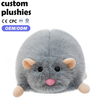 Peluche de rat gris personnalisée en usine, super douce et moelleuse, avec longue fourrure, queue, oreilles et nez roses, pour enfants