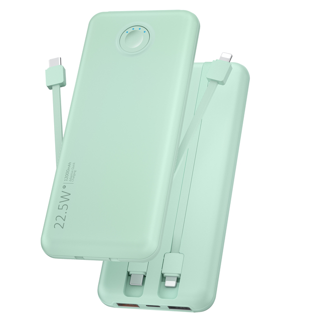 OEM Large Capacity Portable Built-In Cable Micro USB & USB C 22.5W Fast Charging LED Display Ultra Slim 10000mAh Power Bank