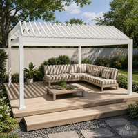 Pergola à lames orientables en aluminium MEXIN avec bande LED, capteur de pluie et télécommande pour terrasse, patio, jardin, hôtel