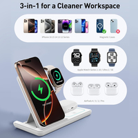 Station de charge sans fil pliable 3-en-1 avec chargeur rapide pour iPhone/iWatch/AirPods, port Type-C, logo personnalisé, vente en gros OEM