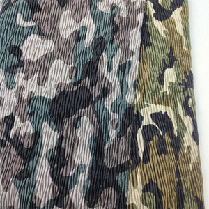 Velour Pleated Woven Combed Bubble <strong>Fabric</strong> Printed <strong>Camo</strong> Plaid Wide-leg Trousers for Girls Autumn/Winter - Product Image 1