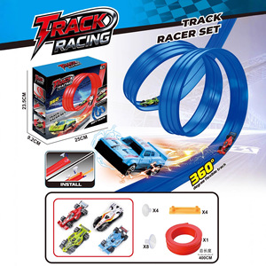Set de Carreras de Pistas, Pista Flexible de 400 cm con 4 Autos, Juguete de Gravedad para Niños de 6 Años en Adelante - Product Image 1
