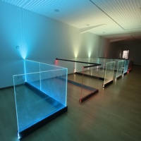 VM Design Garde-corps de balcon en verre trempé sans cadre avec système de garde-corps en verre à canal en U en aluminium et éclairage LED