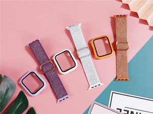 2 in 1 Set Nylon <strong>Watch</strong> Strap + Tempered Glass Face Case for <strong>Apple</strong> <strong>Watch</strong> Band <strong>Series</strong> 1 2 3 4 5 <strong>6</strong> 7 <strong>Size</strong> 38/40/41/42/44/45/49mm - Product Image 2