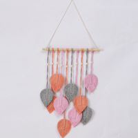 Brun et vert bricolage feuille macramé tapisserie Boho décor à la maison tenture murale pour salon esthétique tentures murales et cadeaux