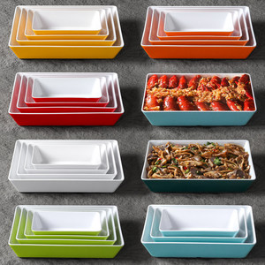 Xiangyuan <b>melamine</b> tableware <b>plates</b>, braised food display <b>plates</b>, commercial cold dish long <b>plates</b>, cooked food and braised - Product Image 1