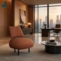 Chaise de réception de luxe moderne et confortable en lin, forme volumineuse, avec structure en acier pour bureau et réunions