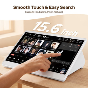Machine de <span class=keywords><strong>karaoké</strong></span> Inandon Kd9max 5 en 1 avec deux haut-parleurs, disque dur de 500 Go, écran tactile HD de 15,6 pouces, système avec 2 micros sans fil, YouTube (blanc) - Product Image 3