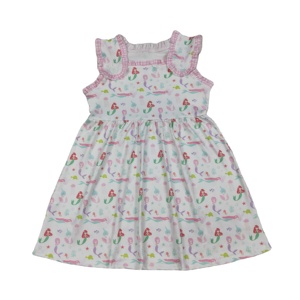 RTS Boutique Vestido de Algodón con Lazos y Volantes para Niñas Pequeñas, Estilo Princesa con Diseño de Pez, Bonito, Venta al por Mayor, Ropa Infantil para Hermanas - Product Image 1