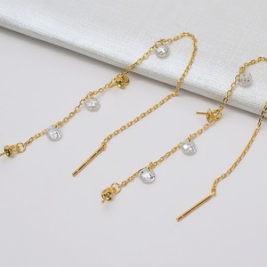 Cadena de Plata S925 con Cruz de Flores, 11 cm de Largo, Línea para Oreja, 5-8 Perlas Dobles, Bandeja Vacía para DIY, Accesorios de Joyería 930 - Product Image 3