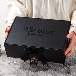 Делюкс, черная Складная магнитная лента, Подарочная коробка для ювелирных изделий, индивидуальный логотип, Высококачественная крафт-бумага, губчатая подкладка для подарков в коробках - Product Image 2