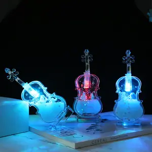 Customized Wholesale Resin 3D Floater Shine Violin-Shaped Colorful Liquid Display Stand Acrylic Paperweight Creative Photo Frame