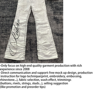 DENIMGUYS Jeans évasés à pattes évasées en toile cirée pour <span class=keywords><strong>homme</strong></span> avec logo imprimé en sérigraphie personnalisé, style streetwear vintage, effet 3D, effet vieilli - Product Image 4