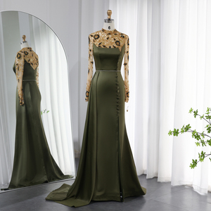 green emerald velvet dress Mother of The Bride Dresses Olive Green A-Line Appliques 3/4 Sleeves V-Neck Tea-Length Chiffon Mother of The Bride Dress main image 1