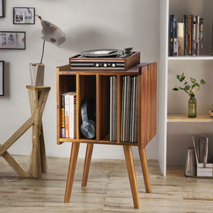 Modern Wood Record Player Stand With Vinyl Storage Shelf For Living Room Standing Type Multifunctional Bookshelf - Product Image 3