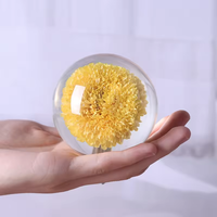 Fleur séchée à l'intérieur de la collection d'art de la boule de résine acrylique clair boule solide décoration de mariage maison personnalisée pour les cadeaux de vacances
