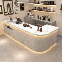 Nouveau modèle de comptoirs de réception complets en MDF, bois de luxe, style minimaliste moderne, pour les magasins de thé au lait, de café, de desserts, de gâteaux et de pain