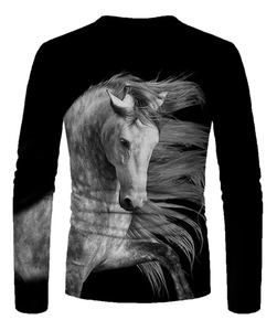 T-shirt Slim Fit a manica lunga stampa <span class=keywords><strong>2022</strong></span> da uomo nuova camicia Vintage intrecciata 3d con stampa t-shirt da uomo cavallo - Product Image 6