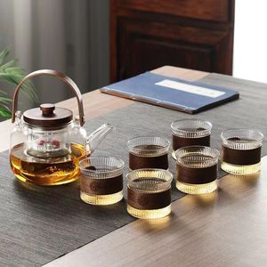 Anti-haşlanma yalıtımlı cam su ısıtıcısı ısıya dayanıklı içme Kung Fu çay bardağı <span class=keywords><strong>Set</strong></span> töreni fincan küçük çay bardağı kahve su ısıtıcısı seti - Product Image 1