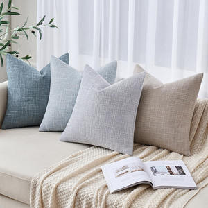 Fundas de Almohada Decorativas de Lino y Arpillera para Primavera, Color Azul Claro, Estilo Rústico, Modernas, Suaves, para Sofá - Product Image 4