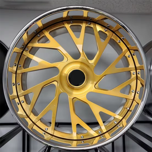 Rines Forjados Personalizados de Lujo, Rines Forjados de 2 y 3 Piezas, 22, 24, 26 Pulgadas, Borde Dorado Profundo para <span class=keywords><strong>Chevy</strong></span> Impala Caprice Donk Forgiato - Product Image 4