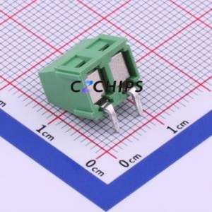 DG127R-5.0-02P-14-00A(H) Screw Terminal Block Bent Lead Through Hole,P=5mm Connector 1x2P 5mm Green Right Angle Insert - Product Image 2