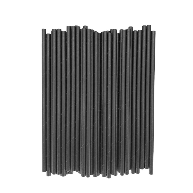 Eco-Friendly Disposable Paper Straw Biodegradable Drinking Straws 10oz Black Color Paper Minimalist Design for Wine