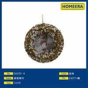 Christmas Pendant Round Handicraft Decor Gold Color Holiday Supplies - Product Image 3