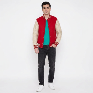 Custom Logo High Quality Winter Stand Collar Front Logo Uniform Men's College Varsity Baseball Jacket Wholesale Blank Plain - Product Image 1