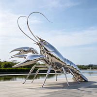 Edelstahl Spiegelpolierte Meerestier-Skulptur, Maßgefertigte Metall-Krabben-, Hummer-, Seepferdchen-, Fisch-, Seestern-Statue