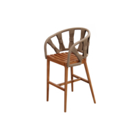 Chaise de bistrot de luxe moderne pour hôtel, projet bord de mer, en bois de teck, pour extérieur, jardin, avec corde tressée, tabourets de bar hauts pour restaurant