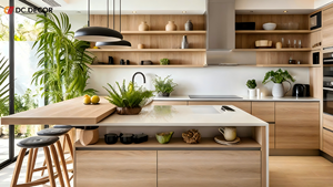 Cuisine modulaire spacieuse avec armoires en acier inoxydable, <span class=keywords><strong>plan</strong></span> <span class=keywords><strong>de</strong></span> <span class=keywords><strong>travail</strong></span> en <span class=keywords><strong>granit</strong></span> et mélamine, bois massif pour cuisine moderne <span class=keywords><strong>de</strong></span> grande taille, villa <span class=keywords><strong>de</strong></span> luxe - Product Image 3