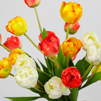 Vente en gros d'usine, 3 têtes de tulipes artificielles, tulipes à longue tige, fleurs en soie pour centre de table de mariage, décoration de la maison, vase