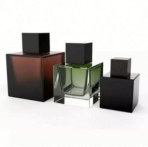 Wholesale Luxury Square 30ml 50ml 100ml Perfume Bottles Spray <b>Glass</b> Empty Box <b>Packaging</b> Pump Cap Refillable Screen Printing - Product Image 1