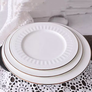 PITO Horeca - Proveedor de Vajilla de Cerámica al por Mayor, Plato de Cena de Cerámica con Borde Plateado Plegable, Juego de Vajilla de Porcelana, Vajilla para <span class=keywords><strong>Banquetes</strong></span> - Product Image 1