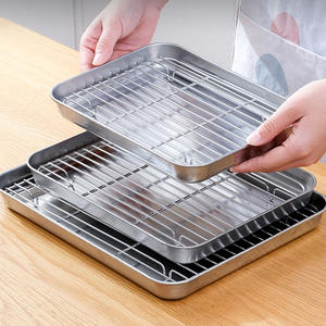 Plateau de cuisson en acier inoxydable de haute qualité pain gâteau plaque de cuisson Restaurant cuisine nourriture fruits légumes plateau de rangement avec support - Product Image 3