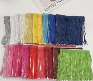 LS986 Wholesale 10/15/30 CM Colorful Polyester Latin Dance Skirt Dress Tassel Fringe Trim