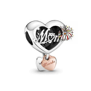 Abalorios de Corazón Hueco de Plata de Ley 925 de Alta Calidad con Circones, Estilo Punk, para Pulseras de Moda, Joyería DIY, para Mamá, Hija, Mejores Amigas - Product Image 1