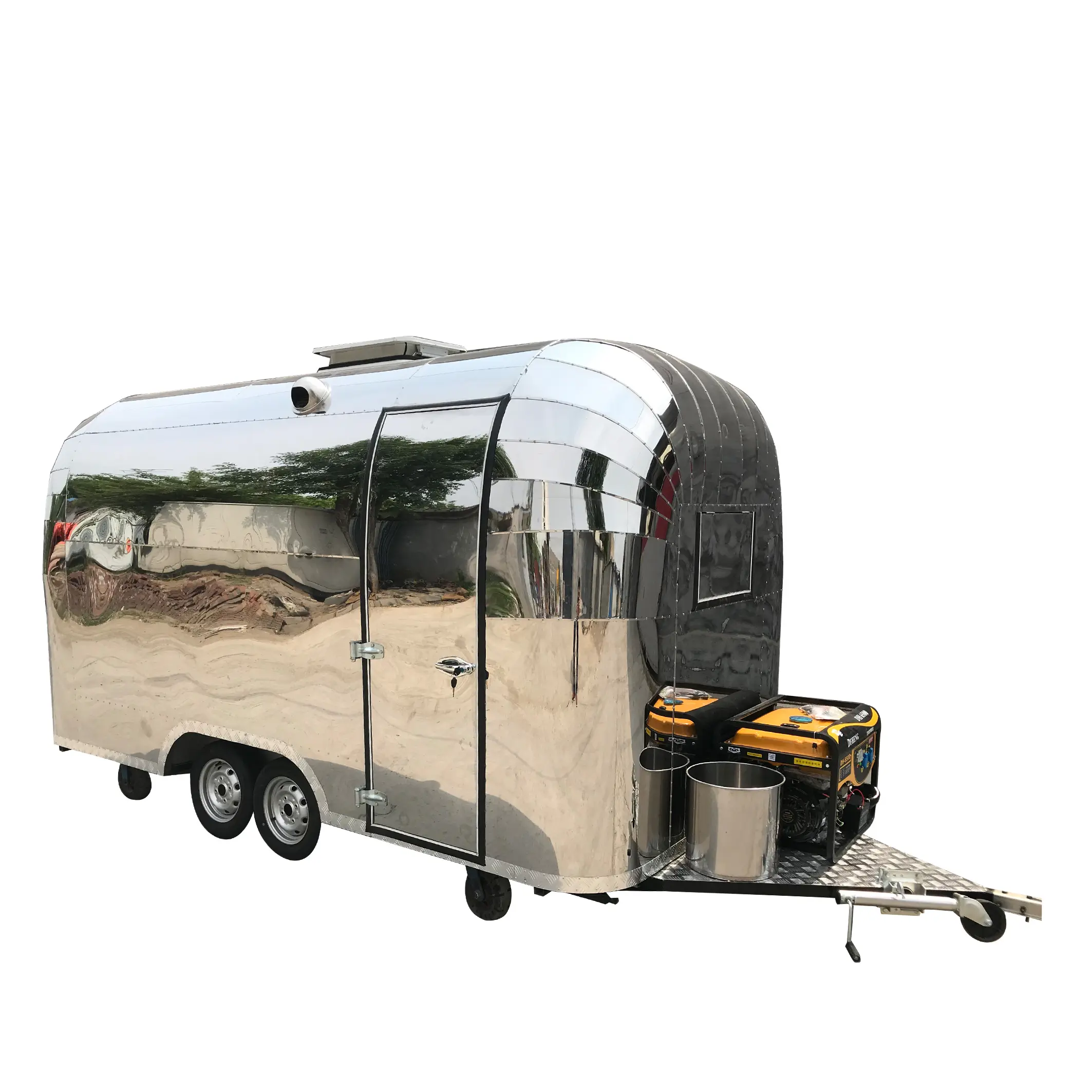 TUNE-remorque mobile Airstream Mirror en acier inoxydable pour camion de restauration, café, jus et smoothie