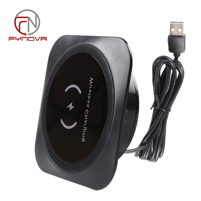 Modern Square-Shaped ABS 15W Fast Wireless Recessed Phone Charger Qi Standard Wireless Charging with USB Cable Office