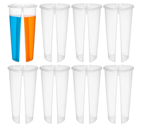 Fournisseur d'usine 700ml demi-tasse double en plastique PP Split Boba Tea Twins Partager le goût deux saveurs sur une tasse avec couvercles