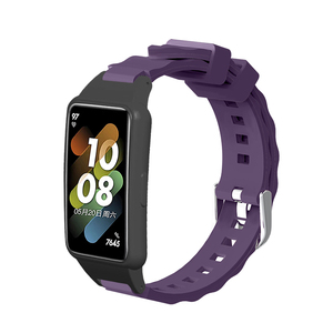 Bracelet en silicone à motif ondulé + étui pour <span class=keywords><strong>Huawei</strong></span> <span class=keywords><strong>Band</strong></span> <span class=keywords><strong>6</strong></span>/6Pro/7 Honor <span class=keywords><strong>Band</strong></span> <span class=keywords><strong>6</strong></span> 7, bracelet de sport de remplacement, bracelet de montre respectueux de la peau - Product Image 1
