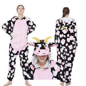 Yubon COW onesies การ์ตูนสัตว์ onesie ผู้หญิงผู้ชายเด็กผู้หญิงเด็กผู้ชายชุดนอนชุดปาร์ตี้ฮาโลวีนตลกชุดฤดูหนาวบ้านโดยรวม - Product Image 6