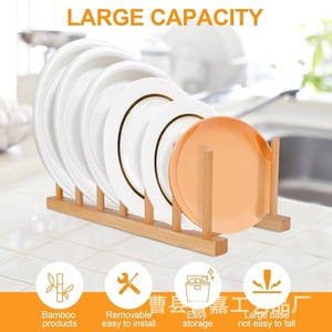 Wooden Drain Rack For Kitchen Countertop <b>Dish</b> Storage Square Desktop Plate Display Rack With <b>Stand</b> - Product Image 4