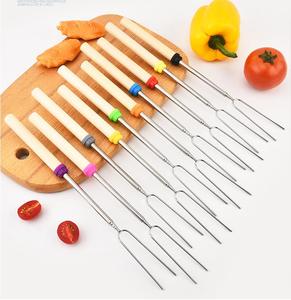 Telescoping thịt nướng ngã ba thép không gỉ kim loại đôi xiên rang thanh smores xiên cho Hot Dog BBQ dã ngoại cắm trại - Product Image 3