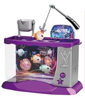 Akuarium Ikan Mainan Elektrik dengan Permainan Memancing, Lampu LED & Musik, Akuarium Interaktif untuk Anak-anak, 3 Pilihan Warna