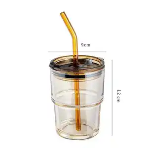 Nuovo design luminoso classico vetro nero tazze e caffè da viaggio tazze da lavoro portatile bevanda calda tè latte tazza sippy tazza di copertura fascia